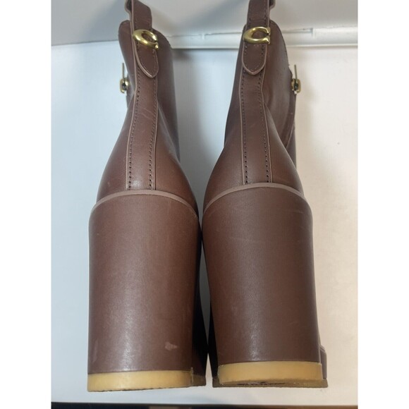 Coach Leather Brady Bootie In Walnut Brown Sz 8.5 New - Picture 6 of 11